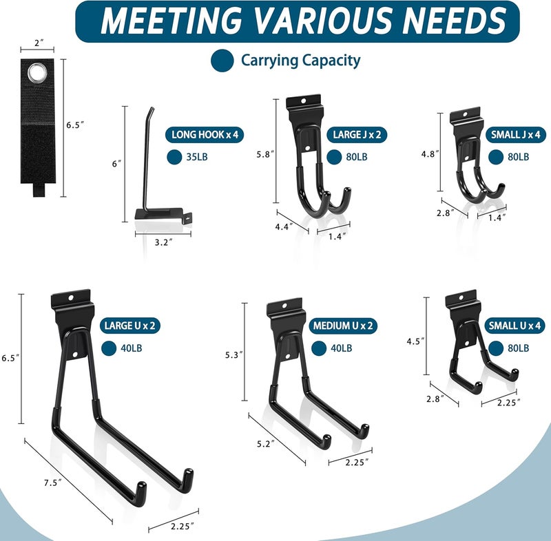 klasit Slatwall Hooks Black 20Pack Firmly and Durable Slatwall Accessories,Perfect for Organizing Garden Tools and Heavy Duty Tools and Garage Hooks Organize Your Space Efficiently - Image 4
